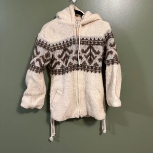 Great Vintage Tingvoll Traditions Norway sweater Medium M cream white brown